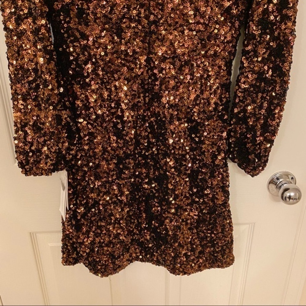 French Connection EEKA CLUSTER Sequin Mini DRESS in Bitter Chocolate Mul… - Picture 10 of 13